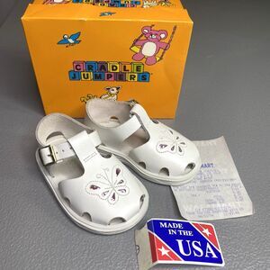 Vtg 1994 NIB CRADLE JUMPERS Lea Butterfly Leather Sandals Baby Girl 3 Receipt